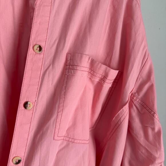 Free People We The Free Happy Hour Poplin Top Oversized Long Sleeve Pink Large - Picture 6 of 11